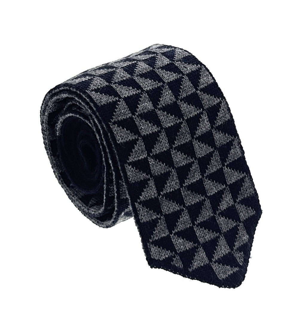 Emporio Armani Navy Blue & Grey Geometric Men's Tie, 2.5"