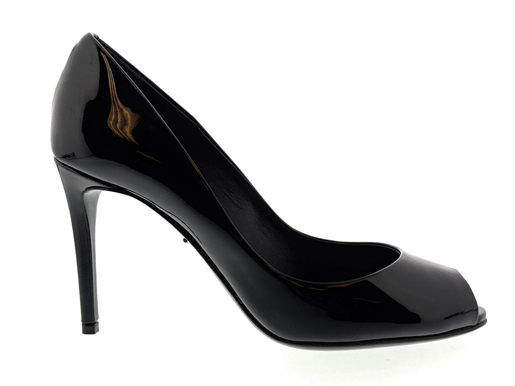 Dolce & Gabbana Black Patent Leather Peep Toe Pumps-EU36