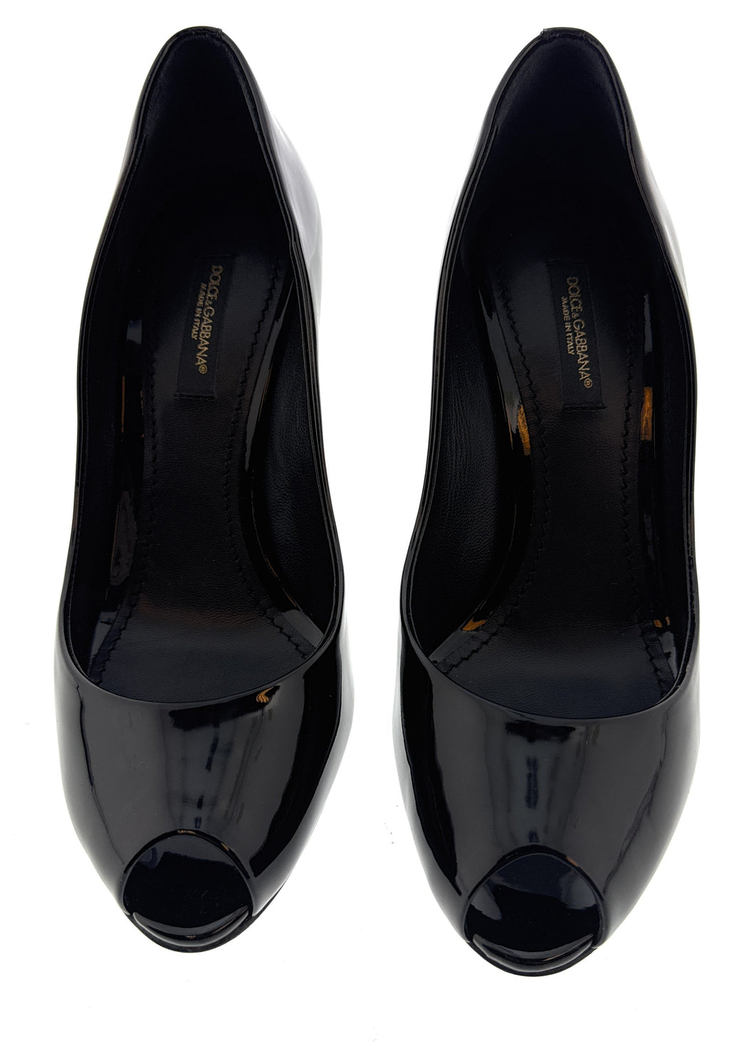 Dolce & Gabbana Black Patent Leather Peep Toe Pumps-EU36