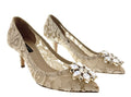 Dolce & Gabbana Ivory Floral Lace  Kitten Heels-EU35