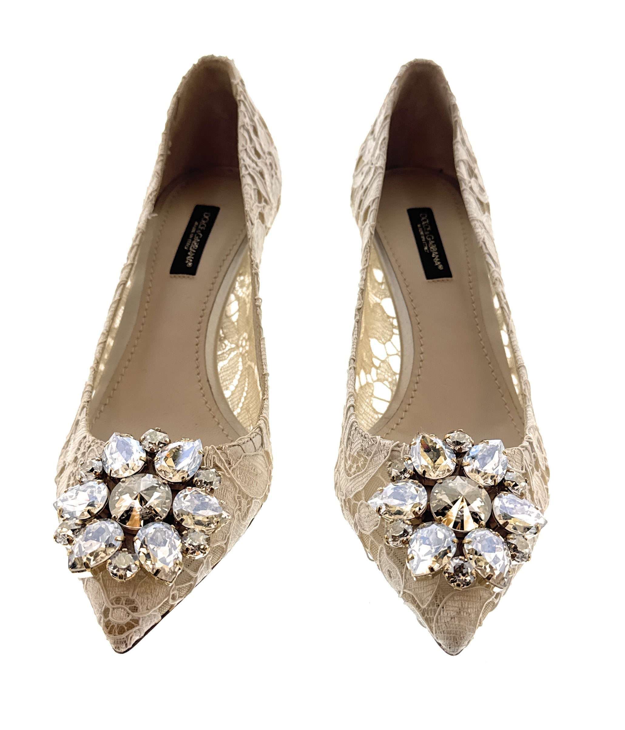 Dolce & Gabbana Ivory Floral Lace  Kitten Heels-EU35