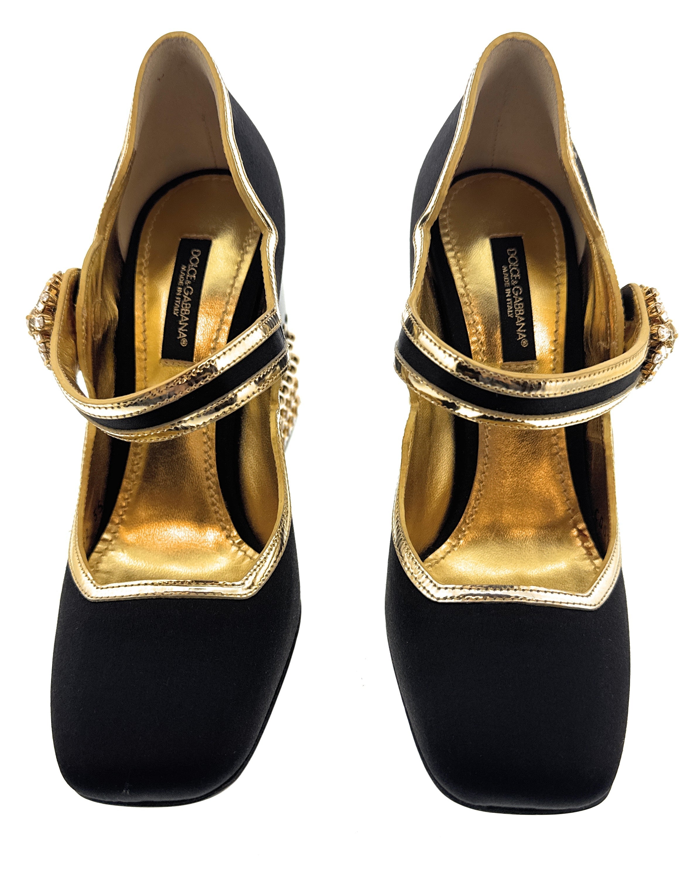 Dolce & Gabbana Black Bold Velvet Mary Jane Vintage Heels-EU35