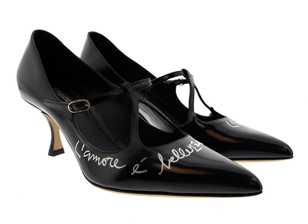 Dolce & Gabbana Black Classic T-Strap Kitten Heels-EU36