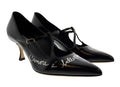 Dolce & Gabbana Black Classic T-Strap Kitten Heels-EU36