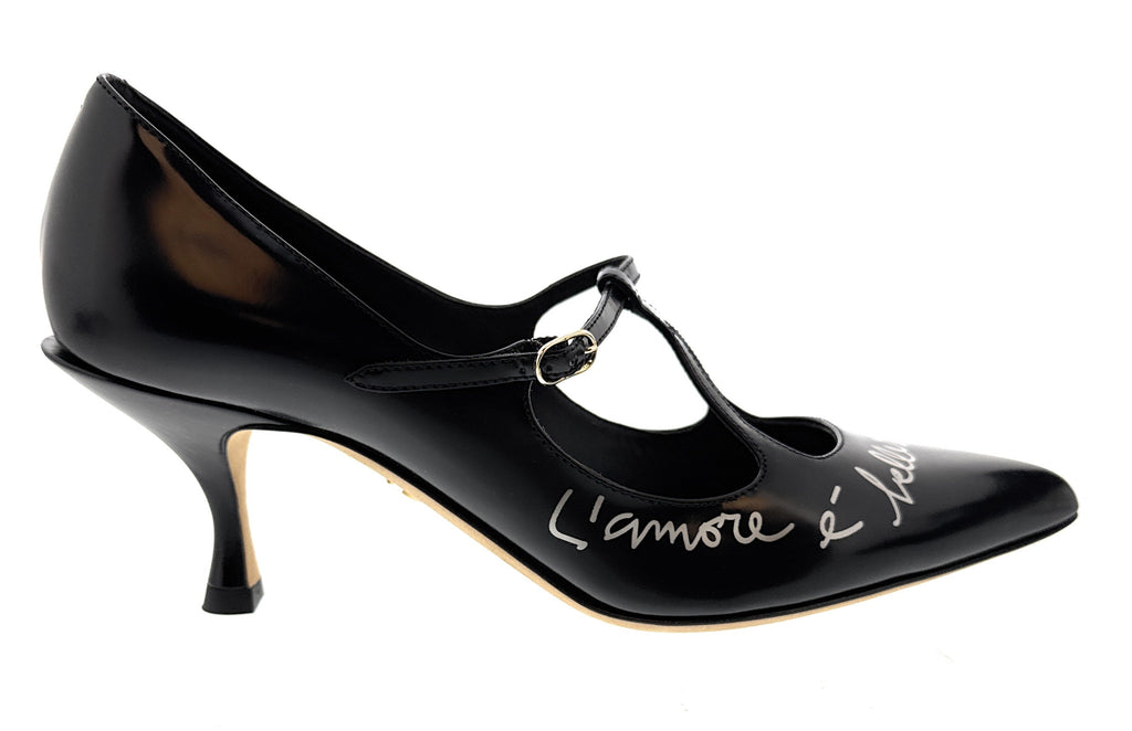 Dolce & Gabbana Black Classic T-Strap Kitten Heels-EU36