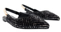 Dolce & Gabbana White/Black Pointed Flat Slingbacks-EU35