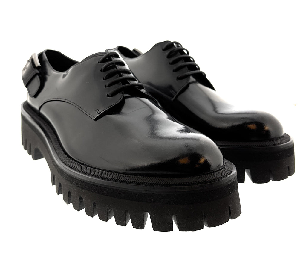 Dolce & Gabbana Black Chunky Sole Derby Shoes for Men -EU37