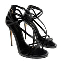 Dolce & Gabbana Black Patent Leather Strappy Stiletto Sandals -EU40.5