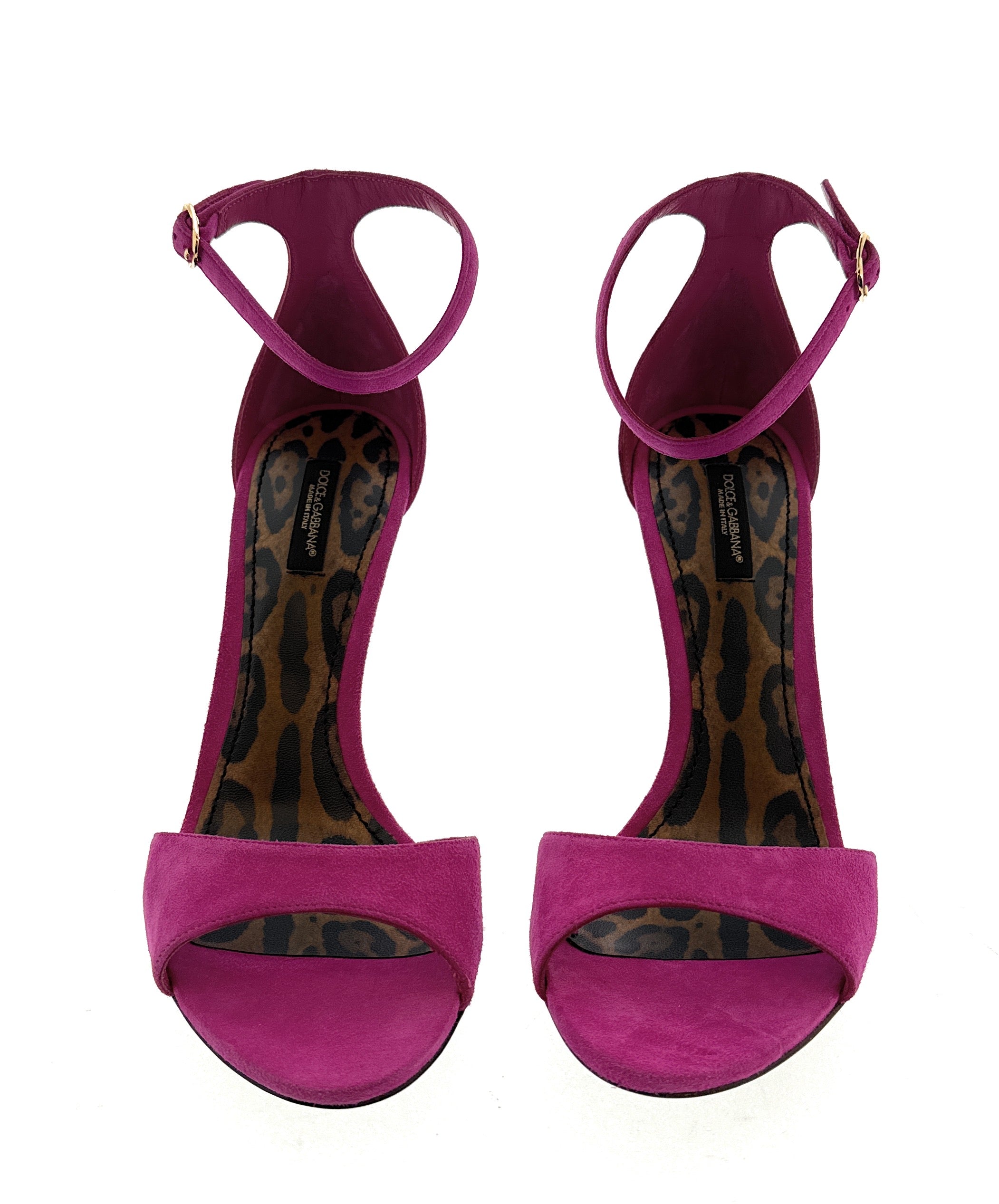 Dolce & Gabbana Fuchsia Suede Stiletto Sandals with Ankle Strap -EU39