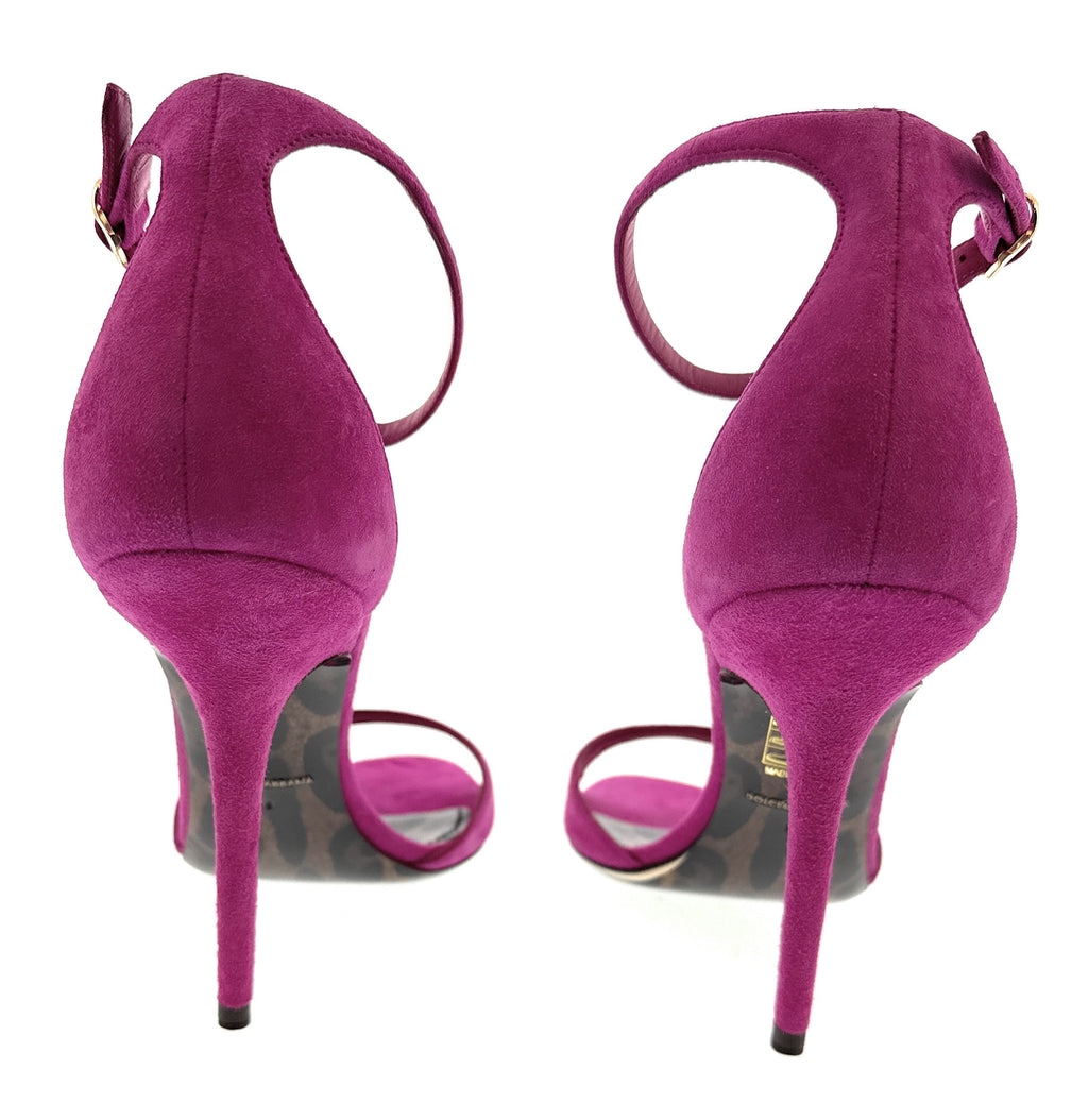 Dolce & Gabbana Fuchsia Suede Stiletto Sandals with Ankle Strap -EU39