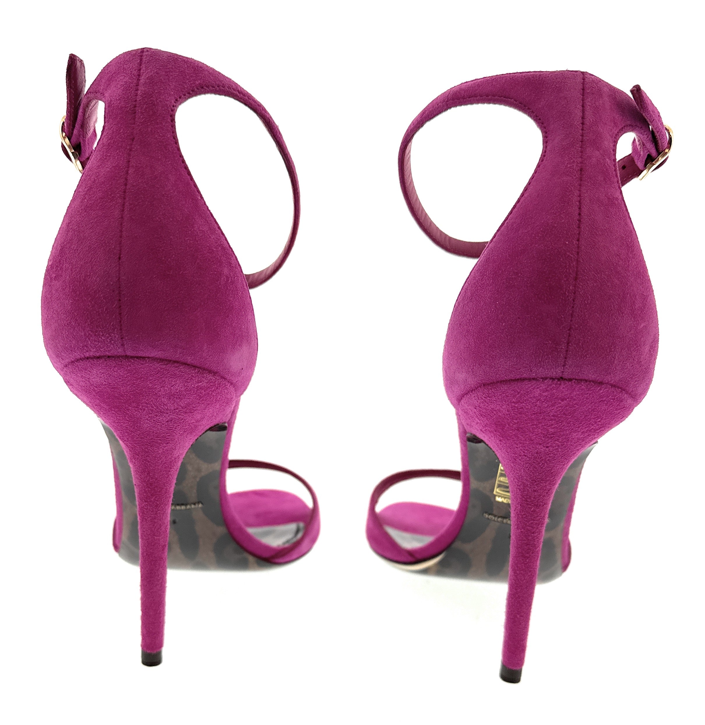 Dolce & Gabbana Fuchsia Suede Stiletto Sandals with Ankle Strap -EU39