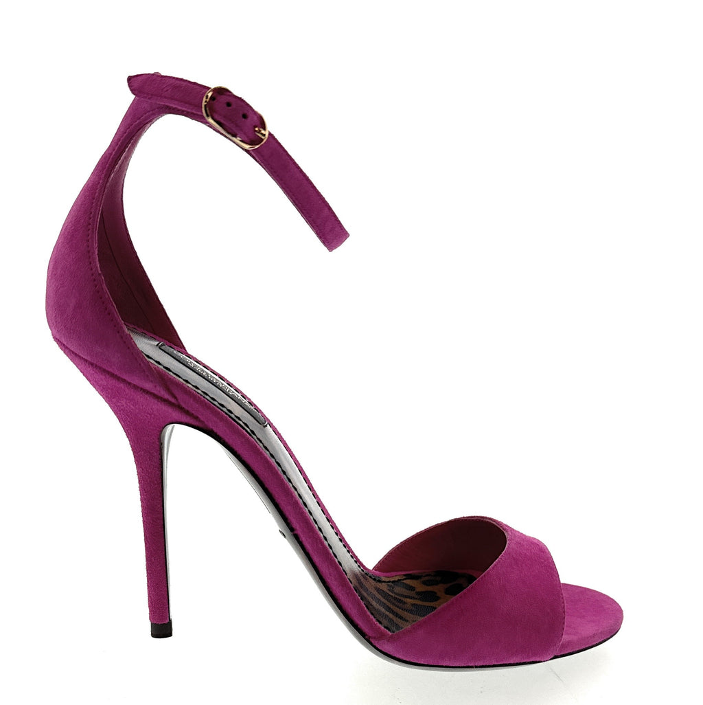 Dolce & Gabbana Fuchsia Suede Stiletto Sandals with Ankle Strap -EU39