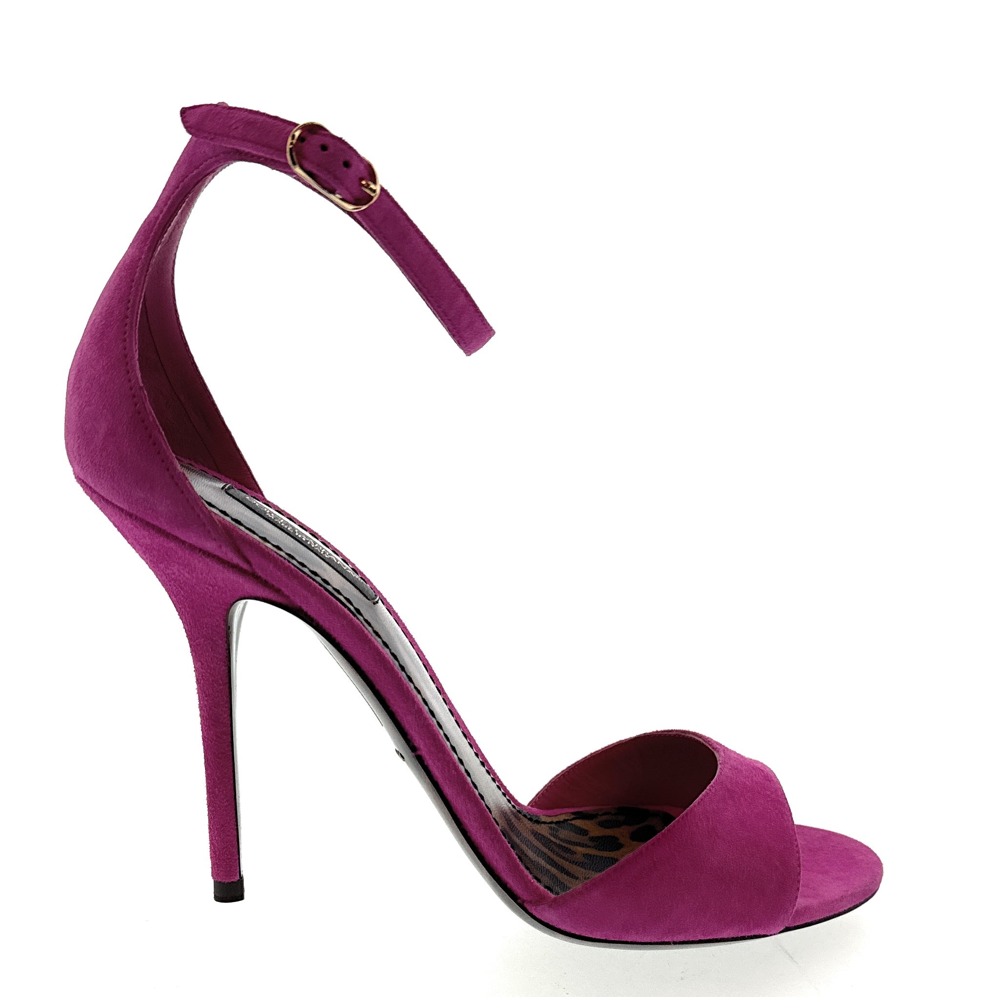 Dolce & Gabbana Fuchsia Suede Stiletto Sandals with Ankle Strap -EU39