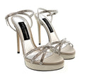 Dolce & Gabbana Crystal-Embellished Silver Platform Sandals -EU38