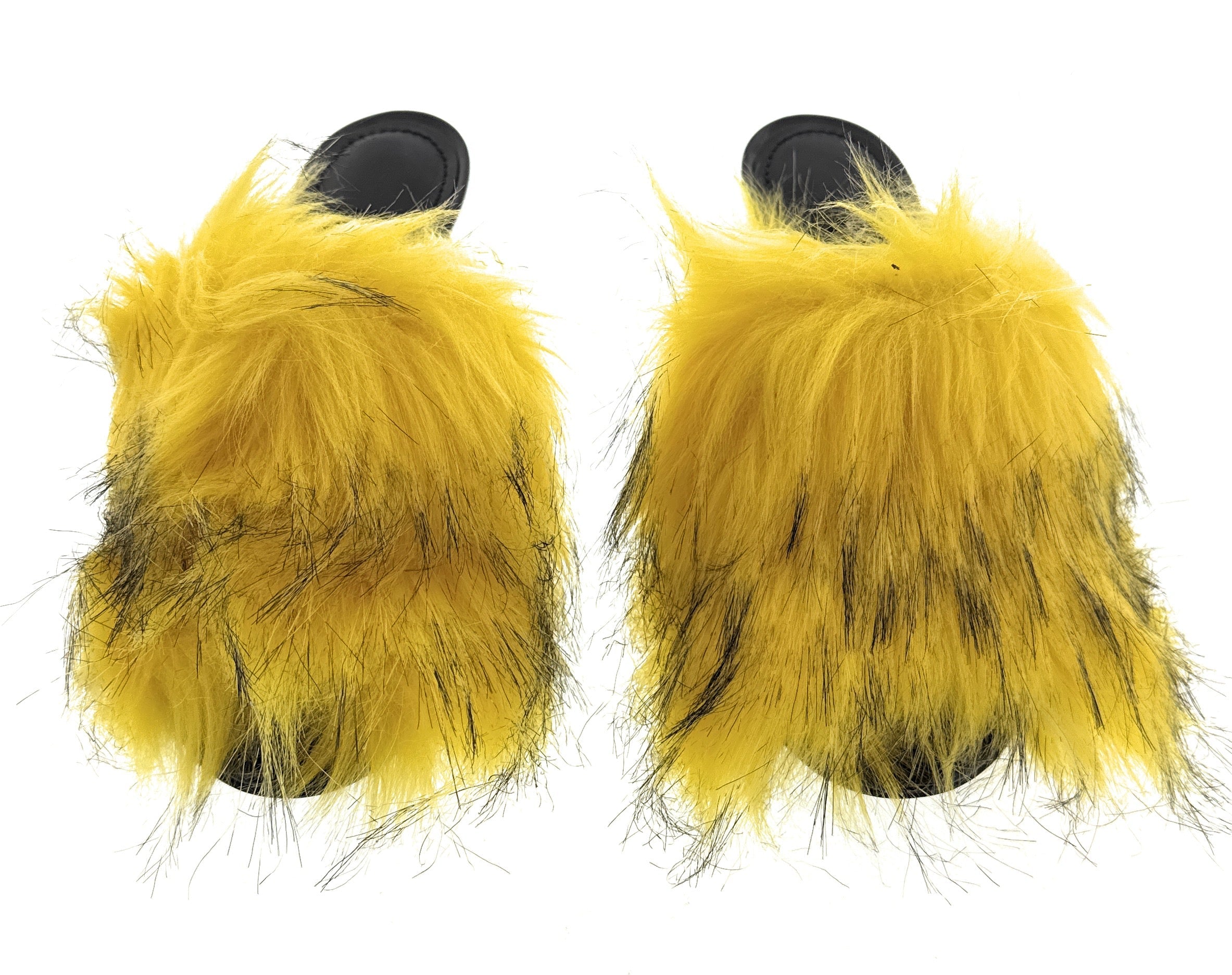 Dolce & Gabbana Yellow Feather Mule Sandals with Black Accents -EU36