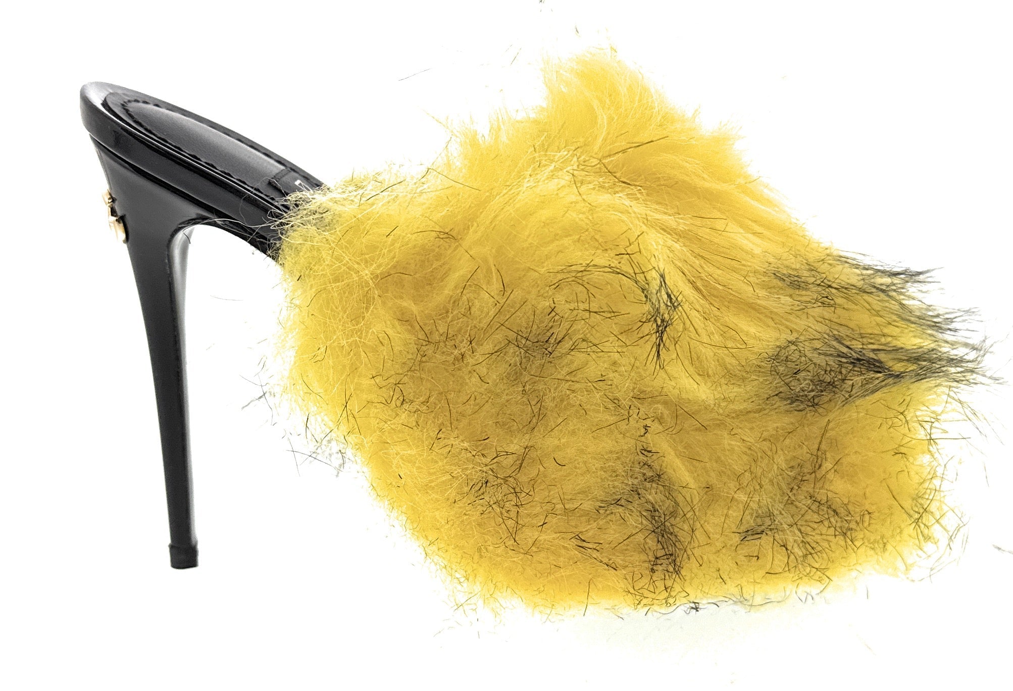 Dolce & Gabbana Yellow Feather Mule Sandals with Black Accents -EU36