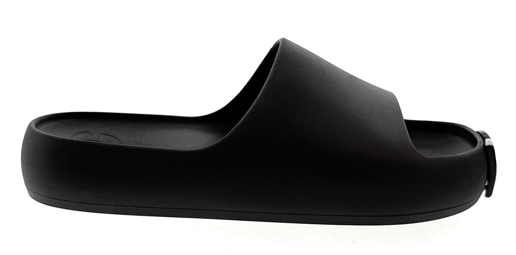 Dolce & Gabbana Matte Black DG Logo Embossed Slides -EU35