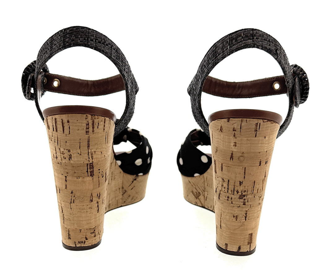 Dolce & Gabbana Polka Dot Cork Wedge Sandals -EU36