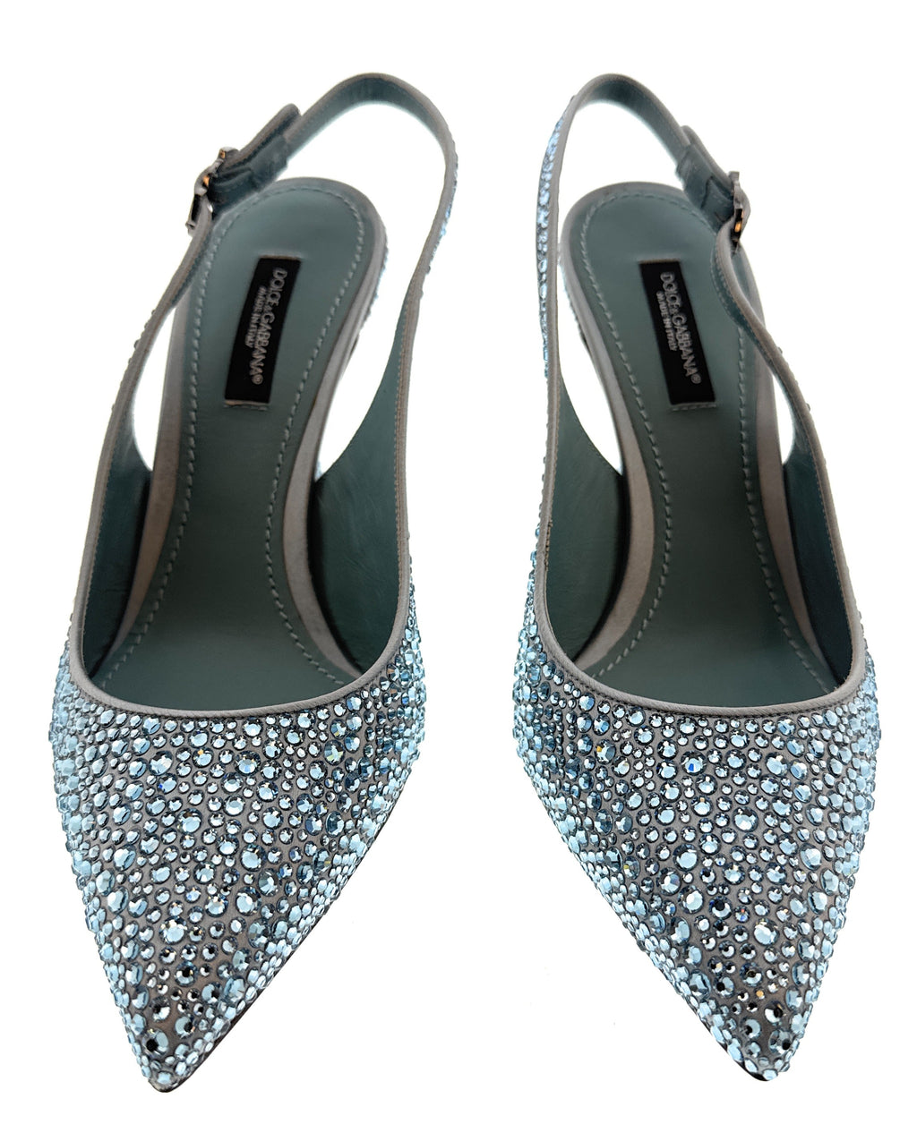 Dolce & Gabbana Blue Crystal Embellished Slingback Pumps-EU35