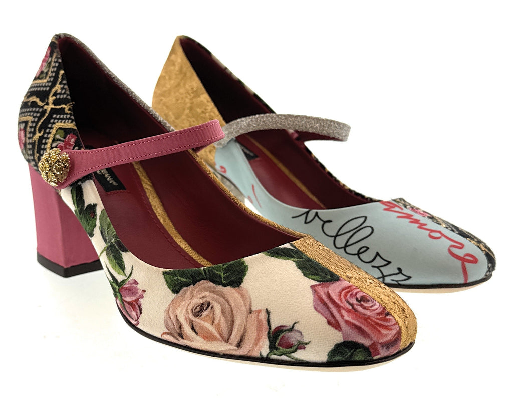 Dolce & Gabbana Multicolor Patchwork Classic Mary Jane Heels-35.5