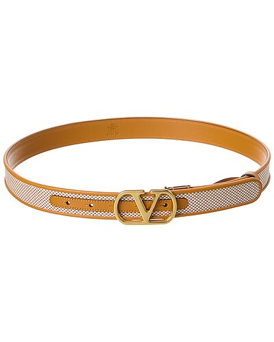 Valentino Vlogo Signature Canvas & Leather Belt