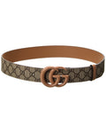 Gucci Gg Marmont Wide Gg Supreme Canvas & Leather Belt