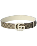 Gucci Gg Marmont Wide Gg Supreme Canvas & Leather Belt