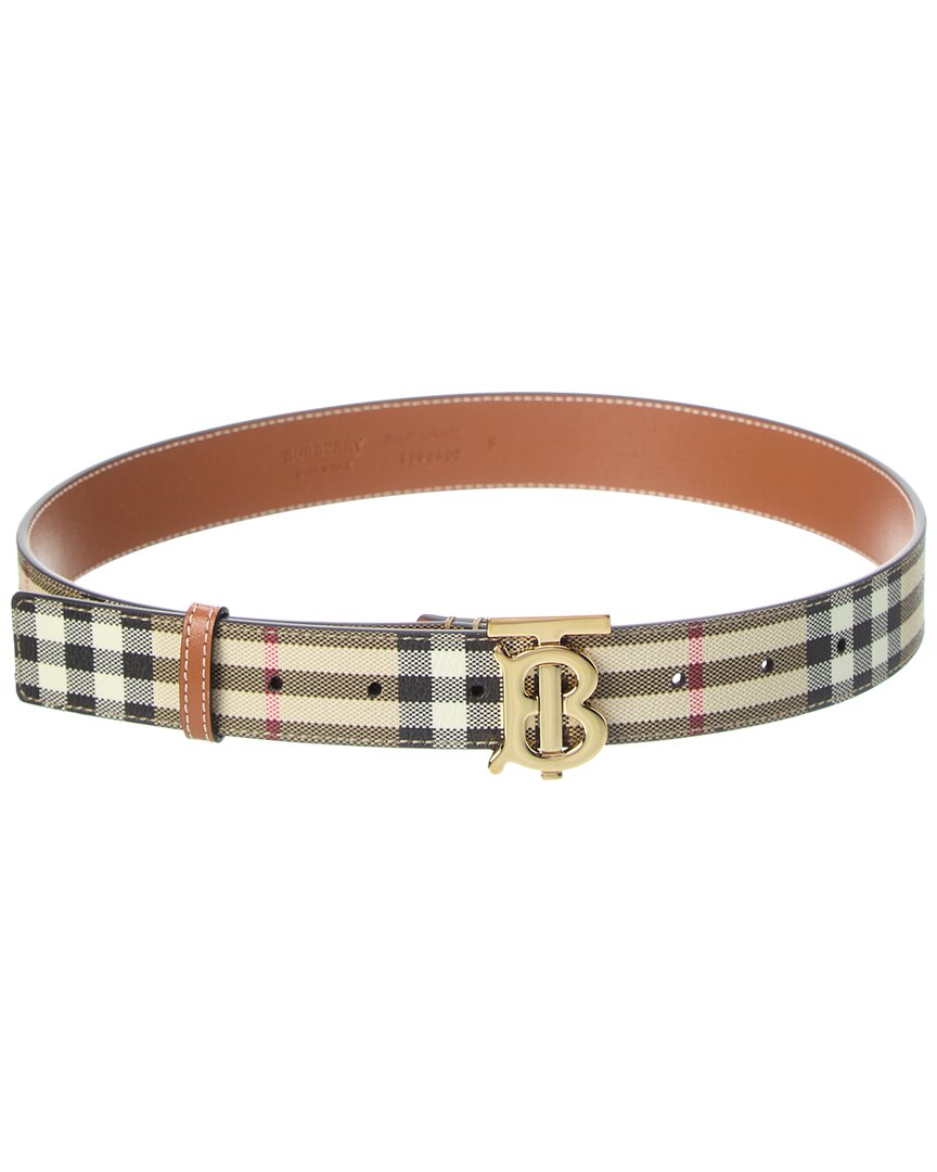 Burberry Check Tb E-Canvas & Leather Belt