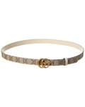 Gucci Gg Marmont Thin Reversible Gg Supreme Canvas & Leather Belt