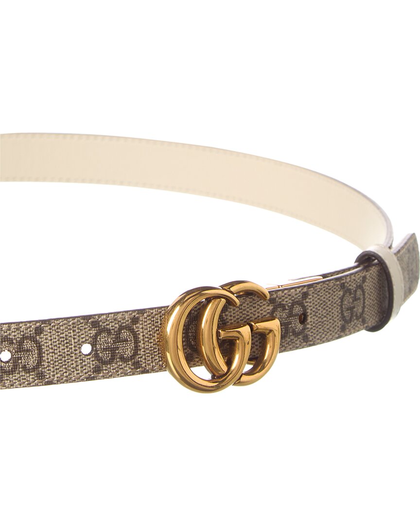 Gucci Gg Marmont Thin Reversible Gg Supreme Canvas & Leather Belt