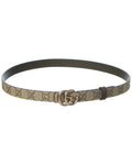 Gucci Gg Marmont Thin Reversible Gg Supreme Canvas & Leather Belt