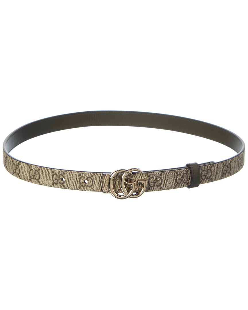 Gucci Gg Marmont Thin Reversible Gg Supreme Canvas & Leather Belt