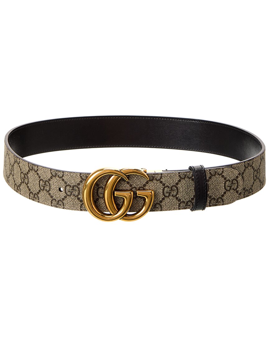 Gucci Gg Marmont Reversible Gg Supreme Canvas & Leather Belt
