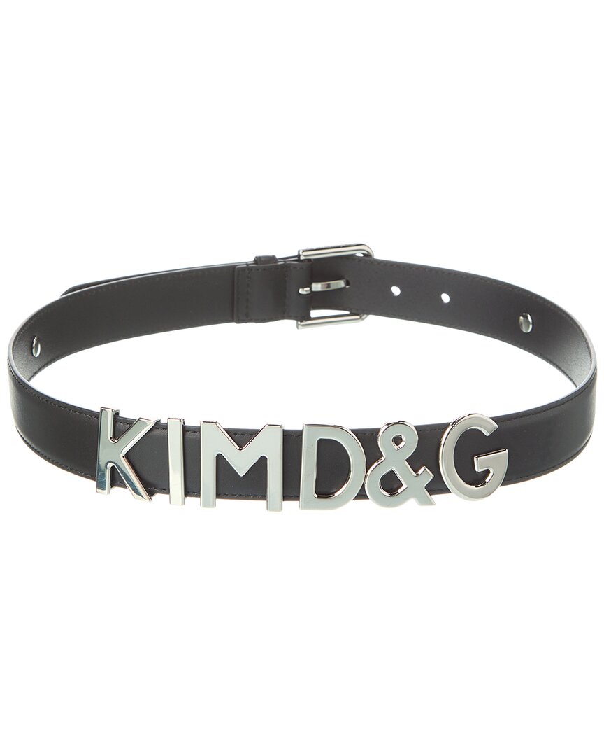 Dolce & Gabbana Kim Lettering Leather Belt Black