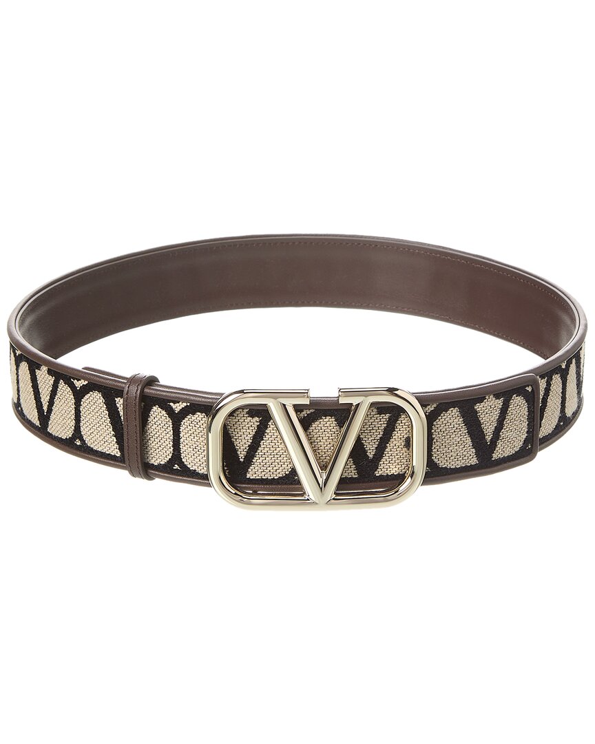 Valentino Vlogo 40Mm Toile Iconographe Canvas & Leather Belt Brown Multi 70 cm
