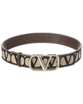 Valentino Vlogo 40Mm Toile Iconographe Canvas & Leather Belt Brown Multi 70 cm
