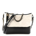 Aged Calfskin Quilted Medium Gabrielle Hobo Black White