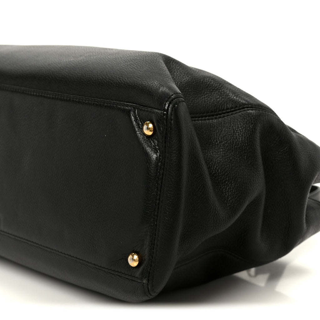Calfskin Cerf Executive Shopper Tote Black