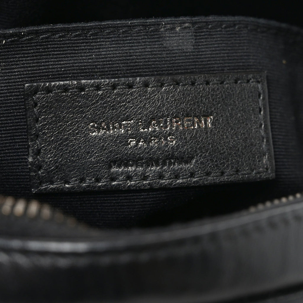 Calfskin Matelasse Chevron Round Vinyle Camera Bag Black