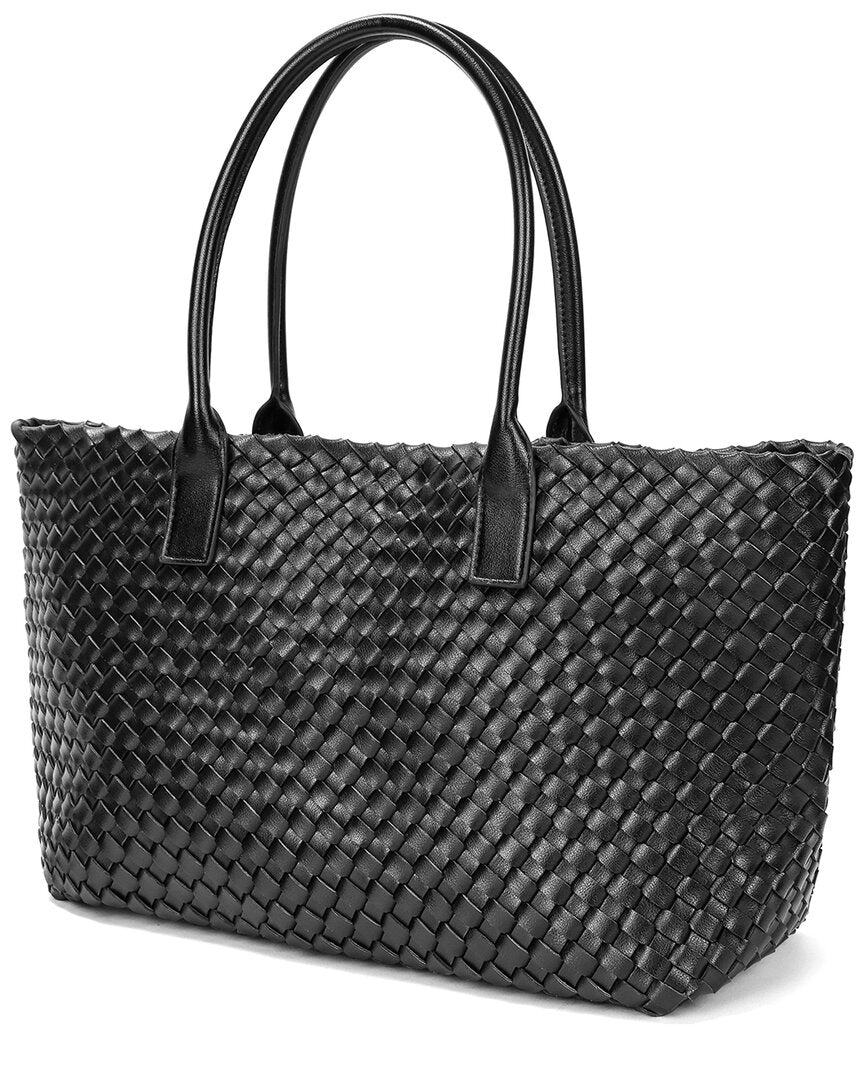 Tiffany & Fred Paris Large Hand-Woven Leather Tote