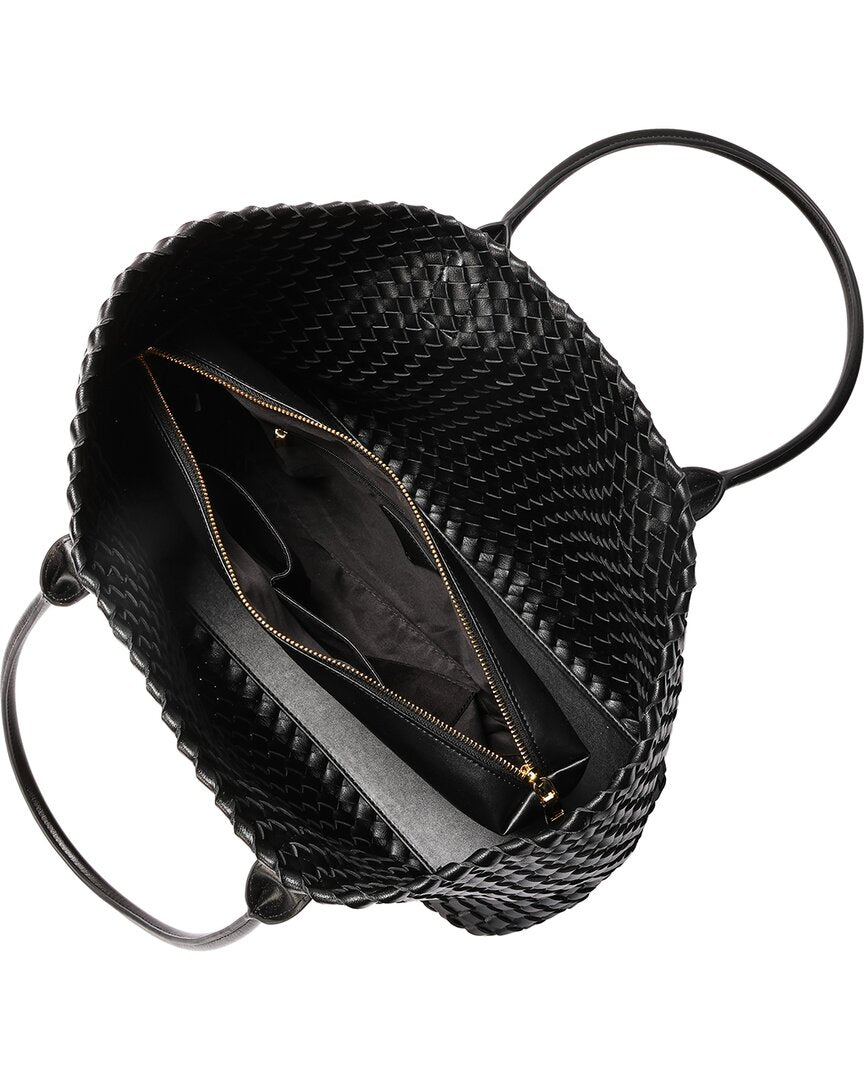 Tiffany & Fred Paris Large Hand-Woven Leather Tote