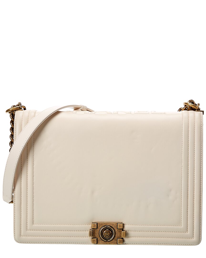 Chanel White Lambskin Leather Large Boy Bag (   )
