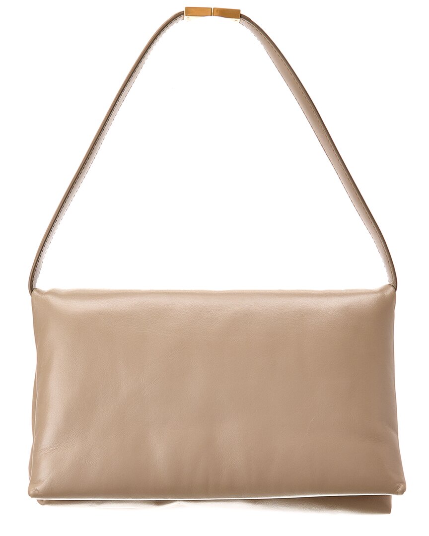 Marni Prisma Leather Shoulder Bag Beige ONE SIZE