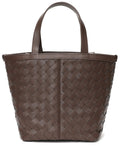 Tiffany & Fred Paris Woven Leather Top Handle Shoulder Bag Dark Brown ONE SIZE