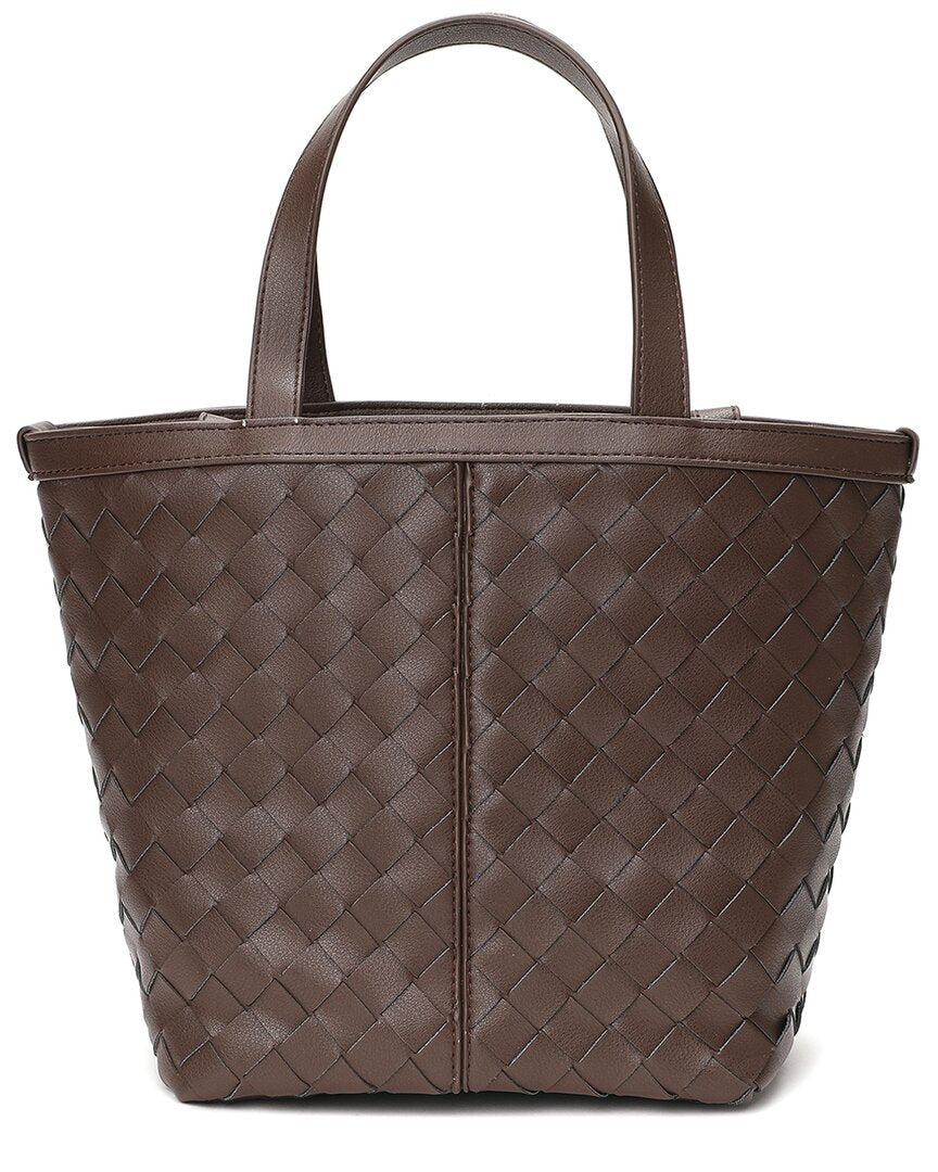 Tiffany & Fred Paris Woven Leather Top Handle Shoulder Bag Dark Brown ONE SIZE