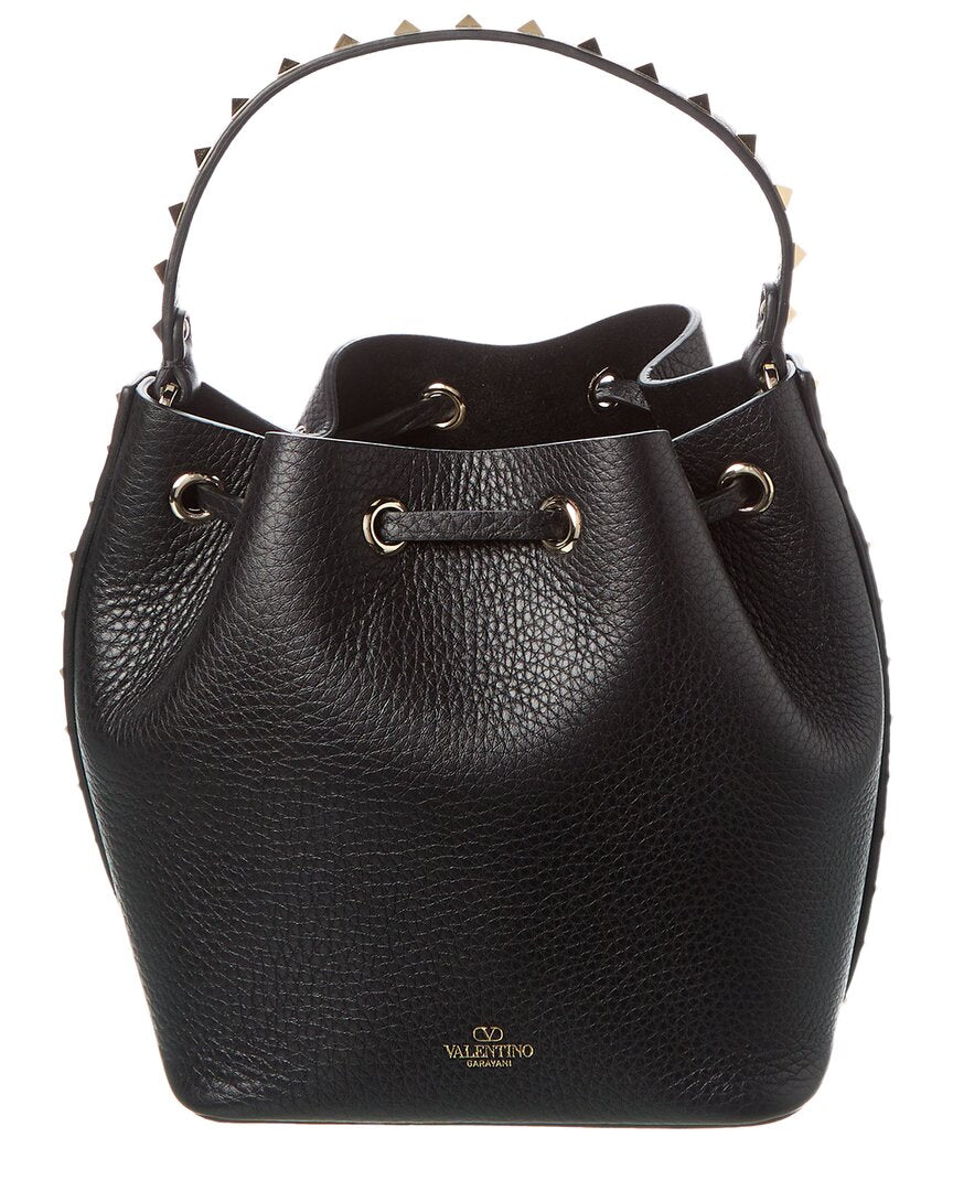 Valentino Rockstud Grainy Leather Bucket Bag (   )