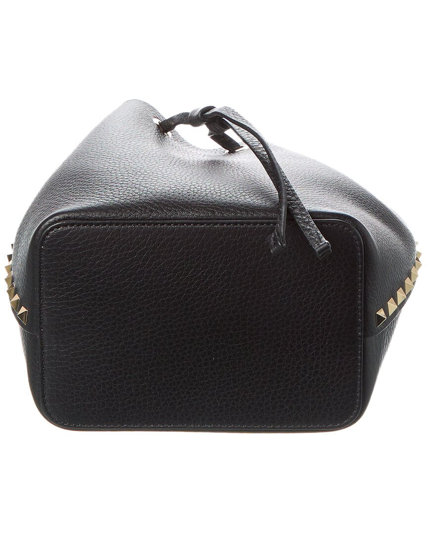 Valentino Rockstud Grainy Leather Bucket Bag (   )