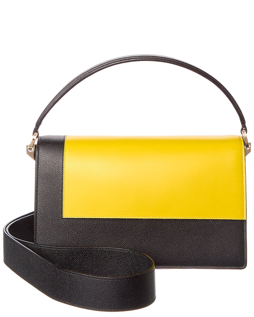 Valextra Swing Medium Leather Shoulder Bag Black ONE SIZE