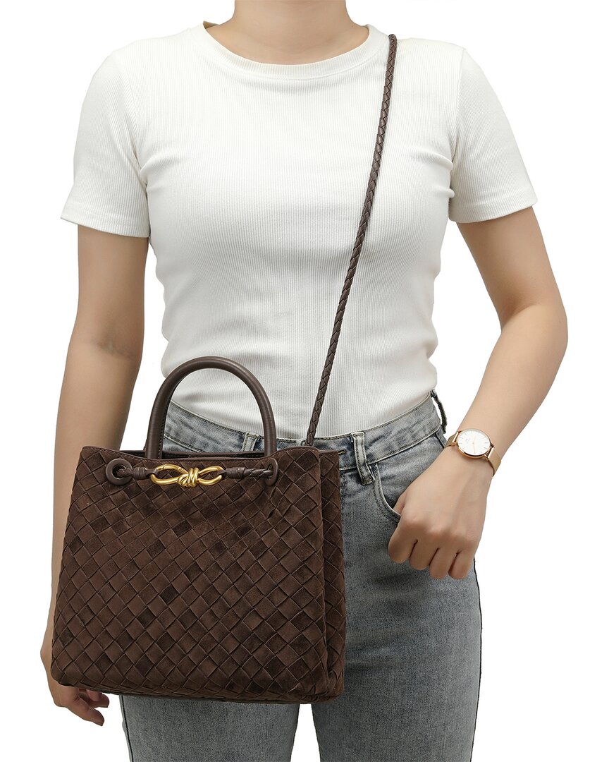 Tiffany & Fred Paris Hand-Woven Suede Bag, Brown