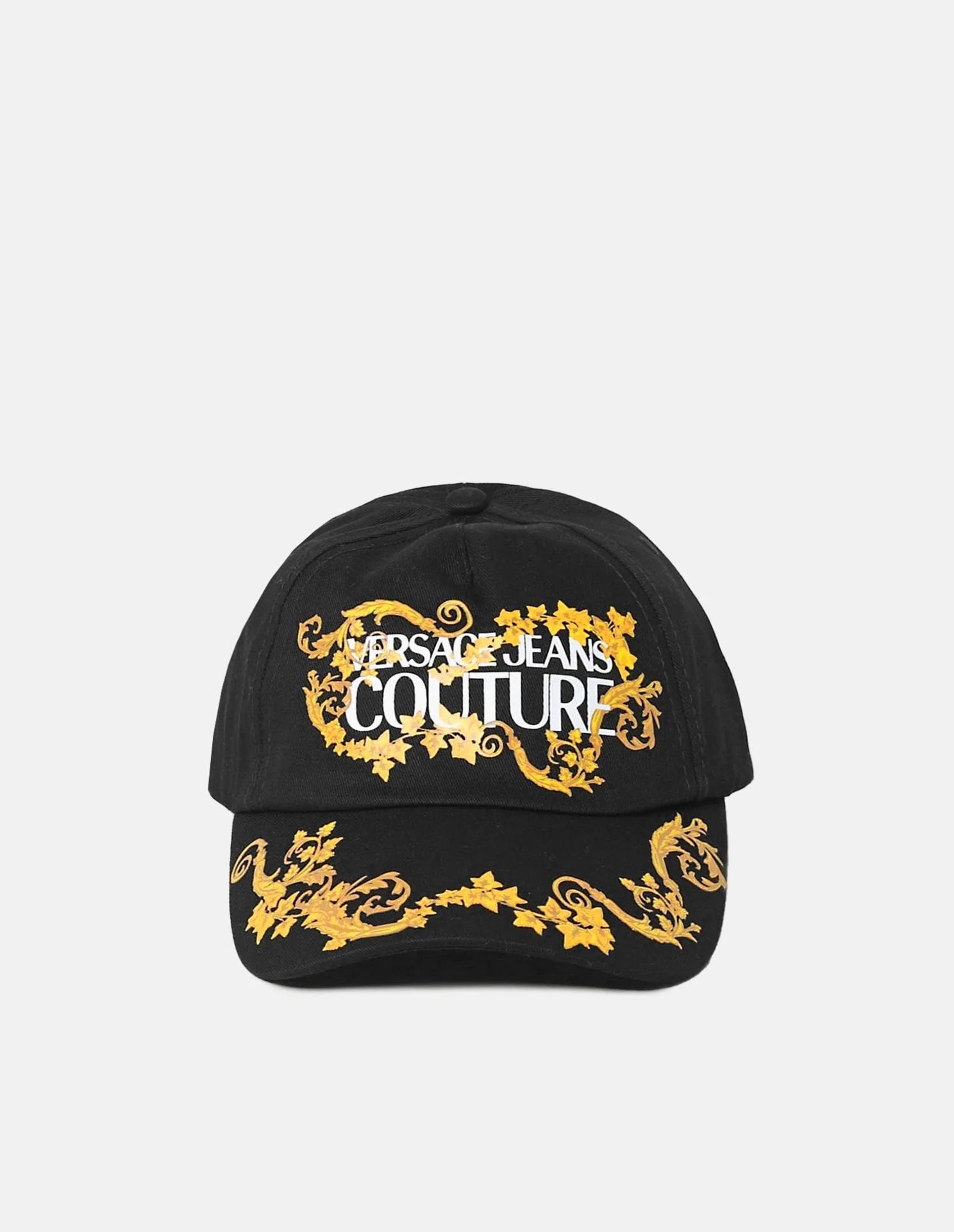 Versace Jeans Couture Black/Gold Classic Gold tone Leaf Pattern Signature Baseball Cap